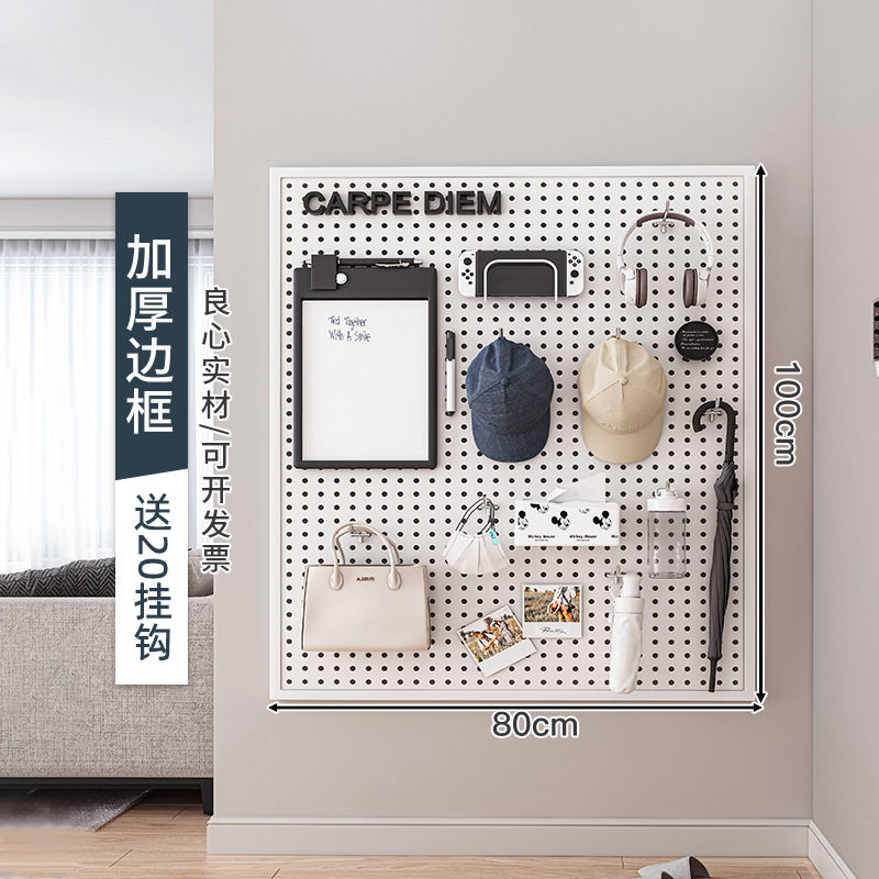 Tablero de agujero redondo, estante de pared, estante de almacenamiento de pantalla de acero inoxidable, joyería de almacenamiento, herramientas de hardware, pared de tablero colgante universal