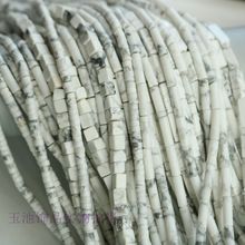 天然白松石隔片散珠 圆管四方珠立体长方珠子圆片diy手工项链配件