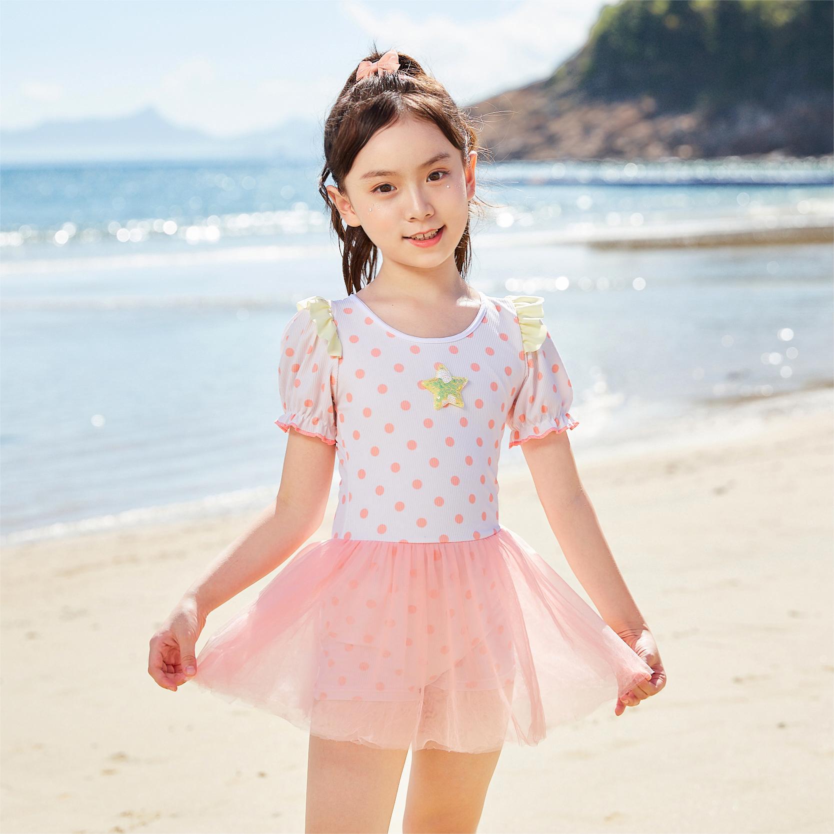 Children's New Sweet Princess Fresh Swimwear Mid-Children One-Piece Skirt Swimsuit Girls Baby Girls' Swimwear