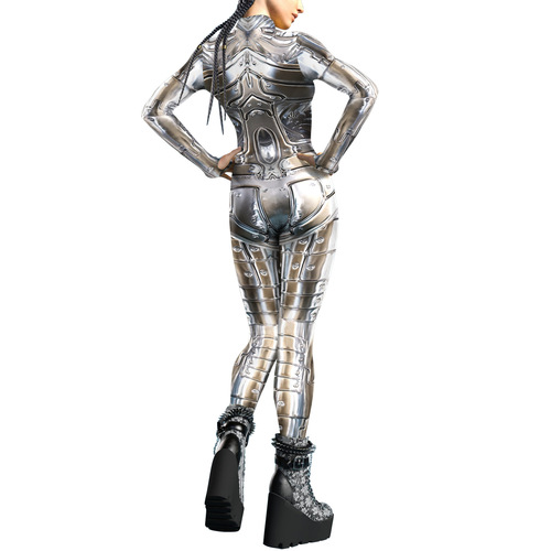 2024 New Cross-Border European & American Style Cool 3D Digital Print Buckle-Handed Jumpsuit Tight-Fit Women's Cosplay Costume