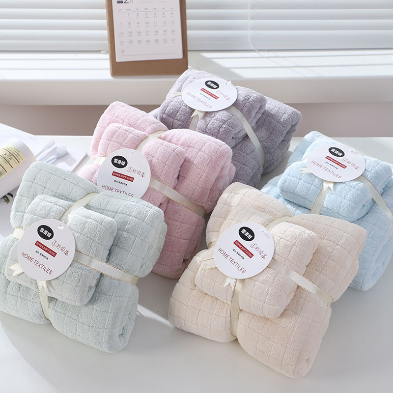 [High quality new] factory batch of thick coral fleece towel bath towel set beach towel than cotton absorbent quick drying