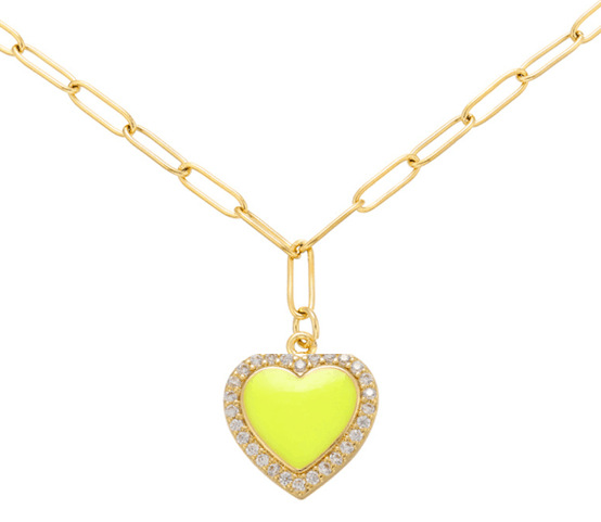 Commerce Extérieur Micro Incrusté Zircon Coloré Huile Collier Amour Pendentif Collier En Forme De Coeur Pendentif Clavicule Chaîne Diy Ornement Accessoires display picture 3