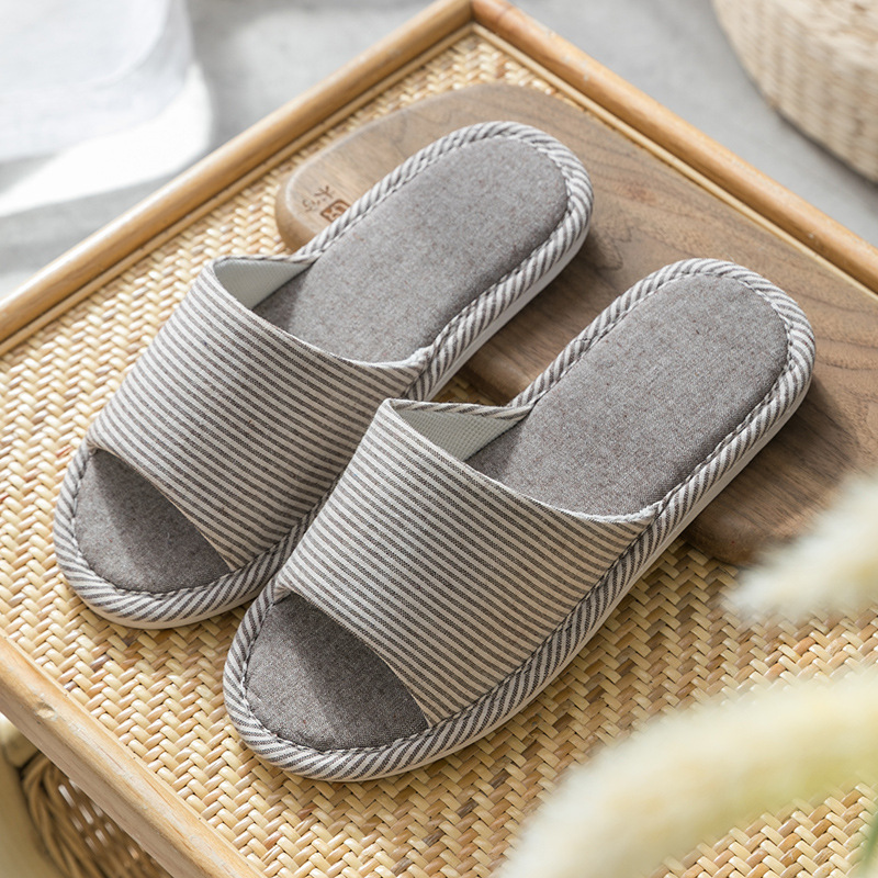 Zapatillas de lino de las mujeres de cuatro estaciones casa interior casa mudo pareja piso inferior suave antideslizante de lino de algodón sandalias de los hombres