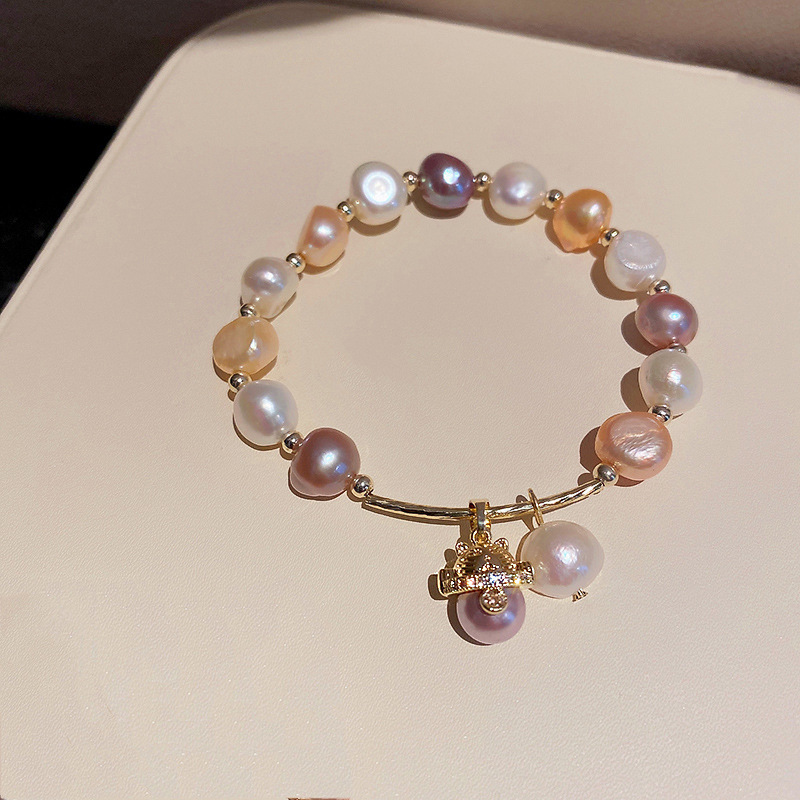 Wholesale Jewelry Pearl Champagne Diamond Cat Bracelet Nihaojewelry display picture 4