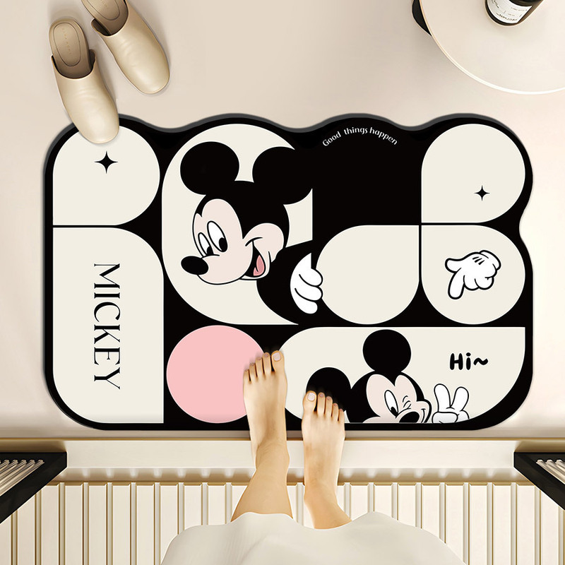 Cartoon Mickey Bathroom Non-slip Mat Diatom Mud Absorbent Mat Toilet Toilet Bath Toilet Door Mat