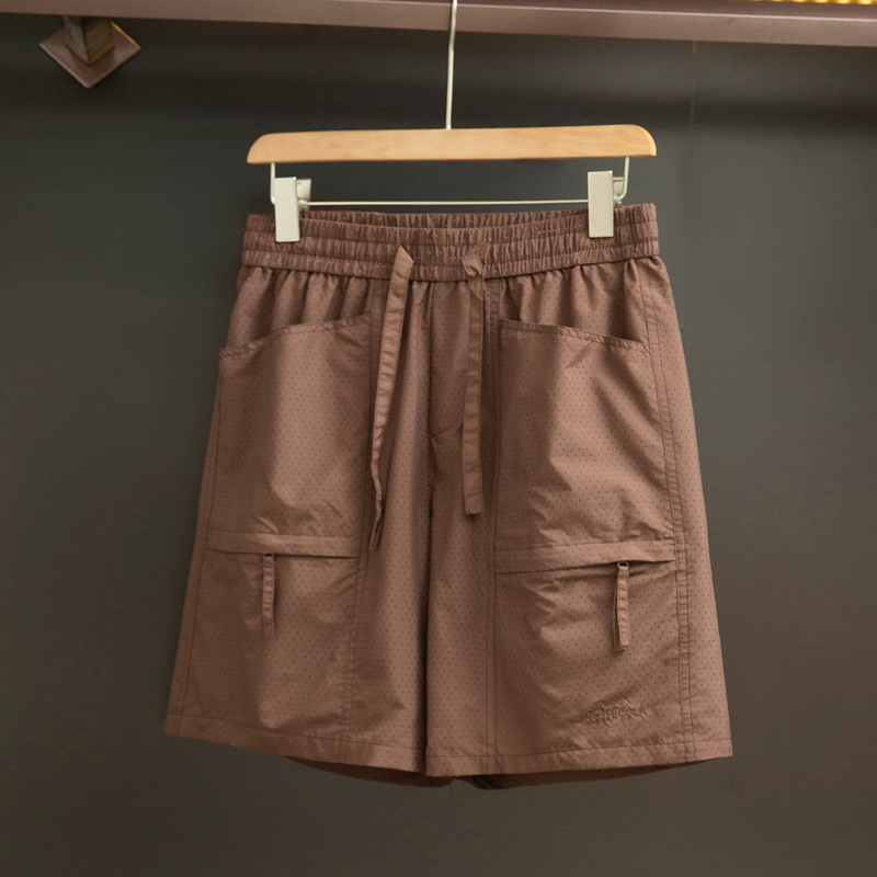 Men's Solid Color Summer Laser Perforated Cargo Shorts with Large Pockets, Breathable Mesh, Loose Fit, Casual Sports -2511 Men's Solid Color Summer Laser Perforated Cargo Shorts with Large Pockets, Breathable Mesh, Loose Fit, Casual Sports -2511