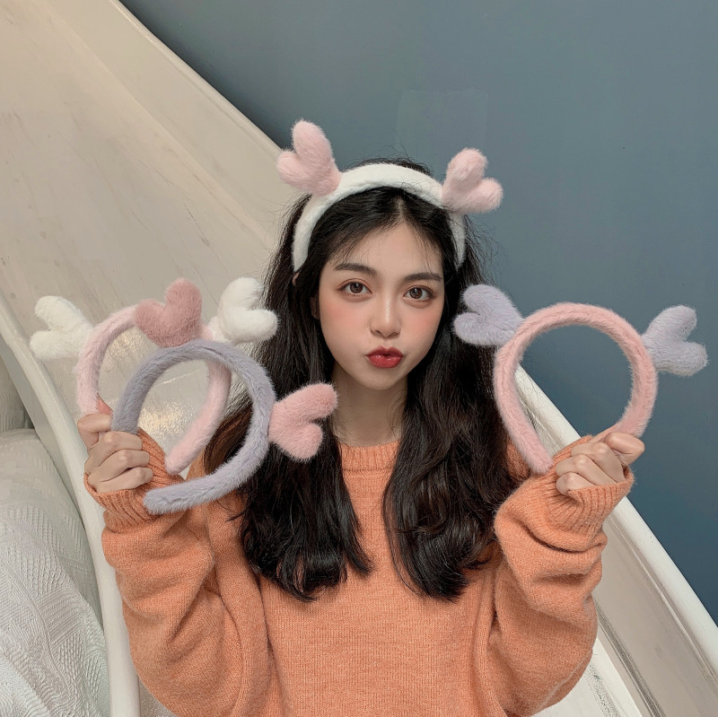 Bandas de pelo de peluche para mujeres lavarse la cara rojo 2021 nuevo estilo para salir simple tocado antideslizante invierno / otoño cabello clip bandas de pelo