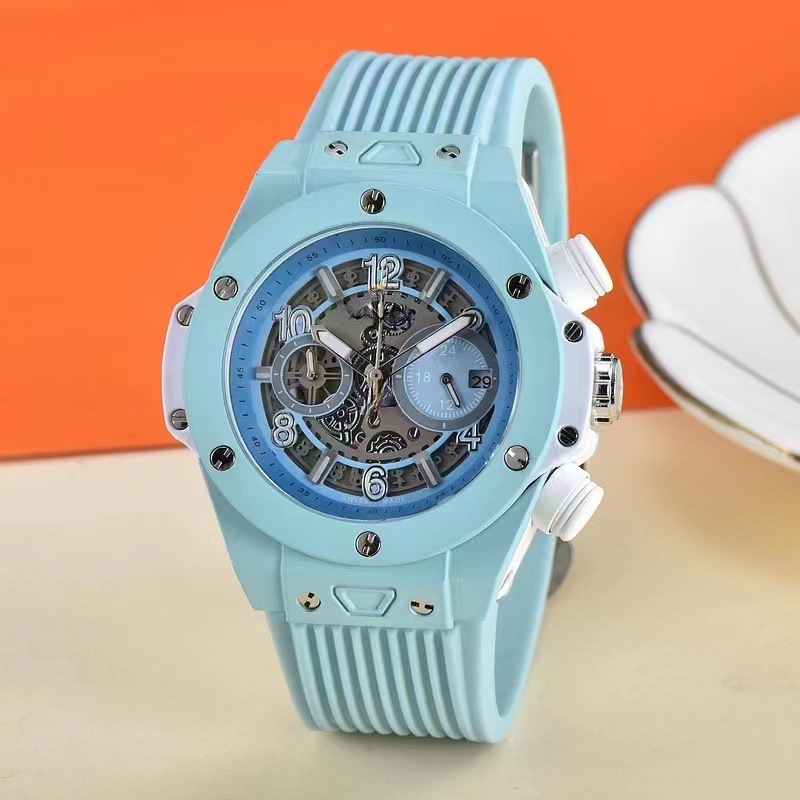 Hollow Out Trendy Unisex Sports Fashion Six Pin Multifunctional Quartz Silicon Tape Wine Barrel Watch_voghion.com