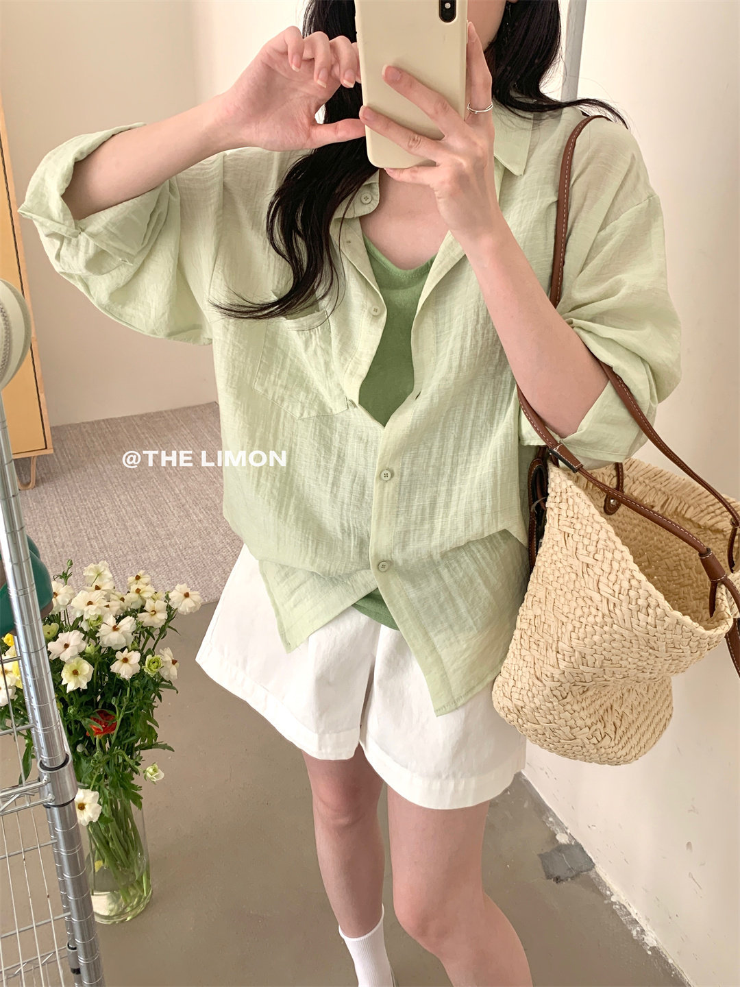 Áo sơ mi chống nắng nữ tay dài cổ bẻ dáng rộng chất liệu mỏng nhẹ — Vàng nhạt, xanh nhạt, Xanh Hàn, Xanh lá cây nhạtcolor chi tiết 56