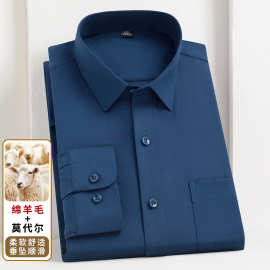 正品牌男士加厚长袖衬衫商务秋冬高端莫代尔大码保暖休闲羊毛衬衣