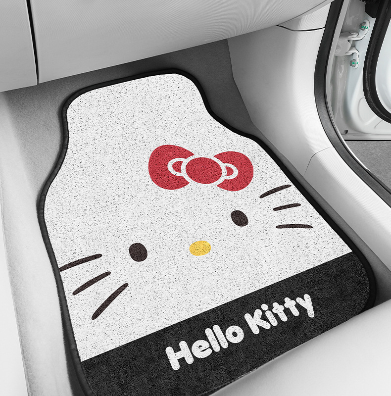 Hellokitty Car Wire Loop Floor Mat for Driver's Seat, Universal, Easy to Clean, Car Interior Carpet Mat, Protective Mat
