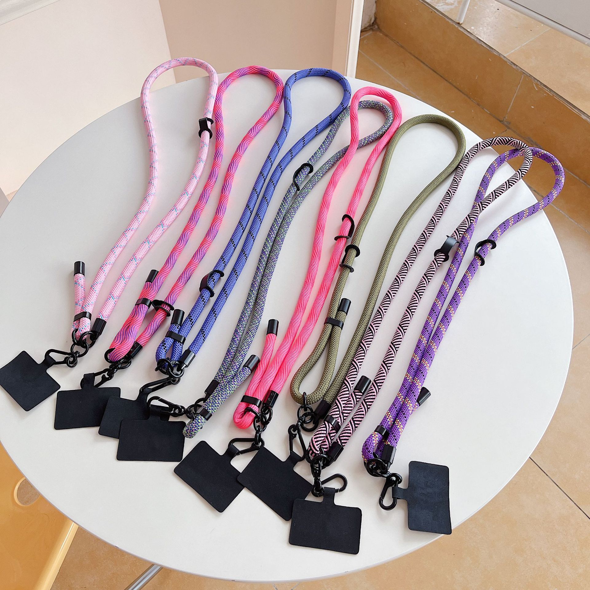 10mm caso de teléfono móvil universal ajustable longitud corta cuerda clip cuello colgante duradero correa de cinturón cadena al aire libre nylon