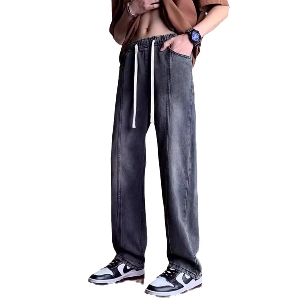 Vaqueros estilo Hong Kong, marca de moda callejera para hombres, guapos, estilo caliente de primavera, pantalones rectos casuales retro de todo fósforo, jeans