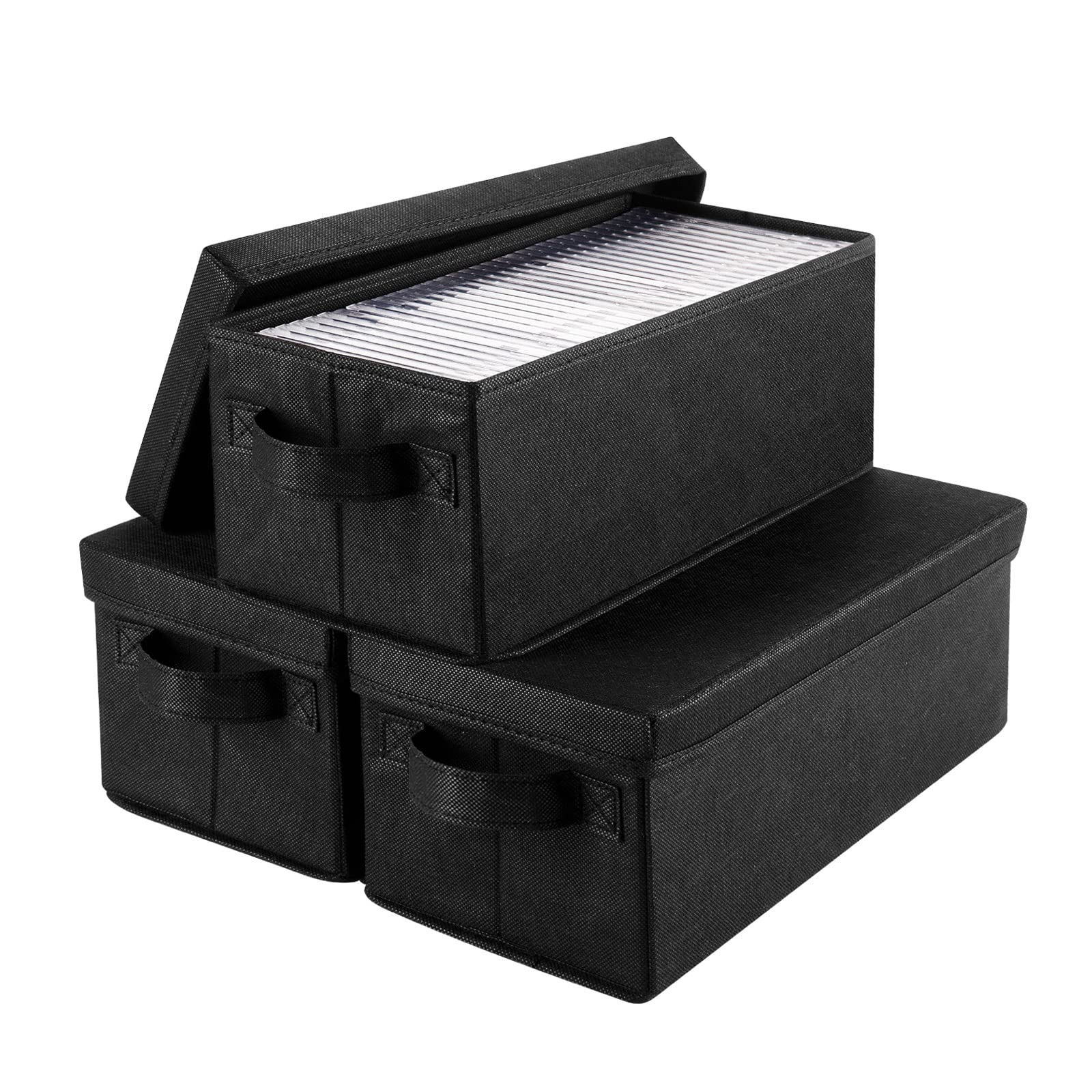 Cross-Border Wholesale Cd Box Household Desktop Record Storage Box Non-Woven Fabric Foldable with Lid Large Capacity Cd Storage Box