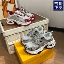 银色老爹鞋女款2025春夏季新款厚底增高休闲运动鞋网面透气跑步鞋