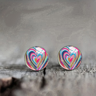 T 20811 Heart Time Gem Glass Cabochons ���ĕr�⌚ʯ�����NƬ
