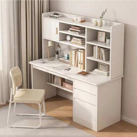 书桌简约学生家用电脑台式桌书桌书架组合一体桌卧室学习写字桌子