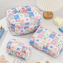 贝格箱包 方格拼接格子棉布包化妆包女生旅行洗漱收纳包便携 工厂