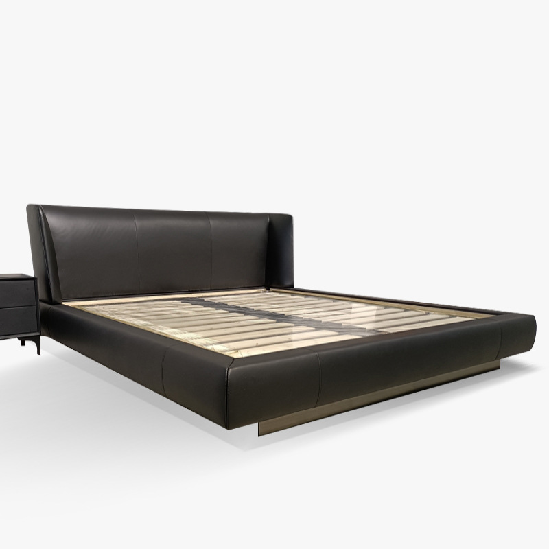 Reeves Genuine Leather Bed&mdash;Italian Minimalist, Light Luxury, Internet-Famous, Creative Designer Style with Soft Backrest&mdash;Reelove Floating Bed