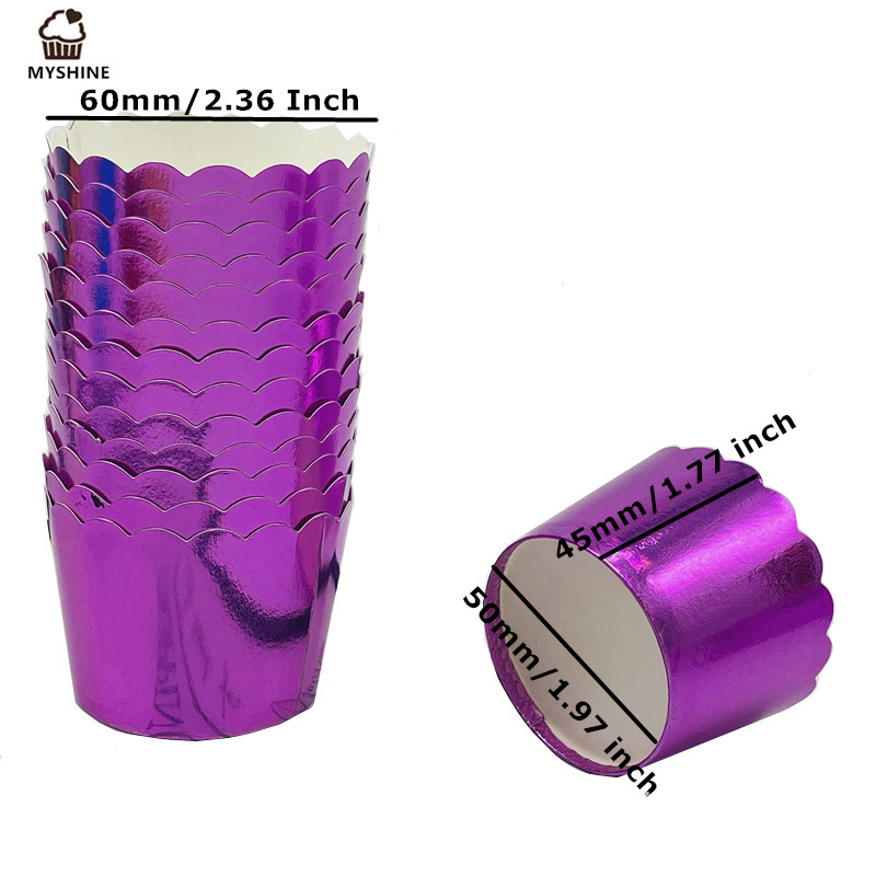 Festival del partido oro y plata medio de alta temperatura resistente a la máquina recta taza para hornear pastel taza de papel molde de pastel Ma fento 50