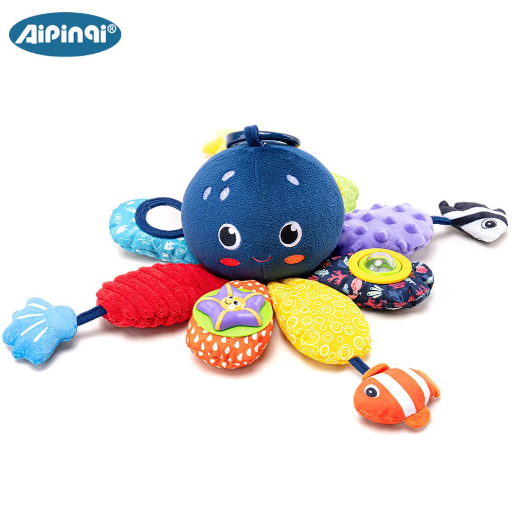 Aipinqi coche multifuncional para bebés colgar pulpo visual tacto colgantes grandes juguetes de peluche para bebés en stock