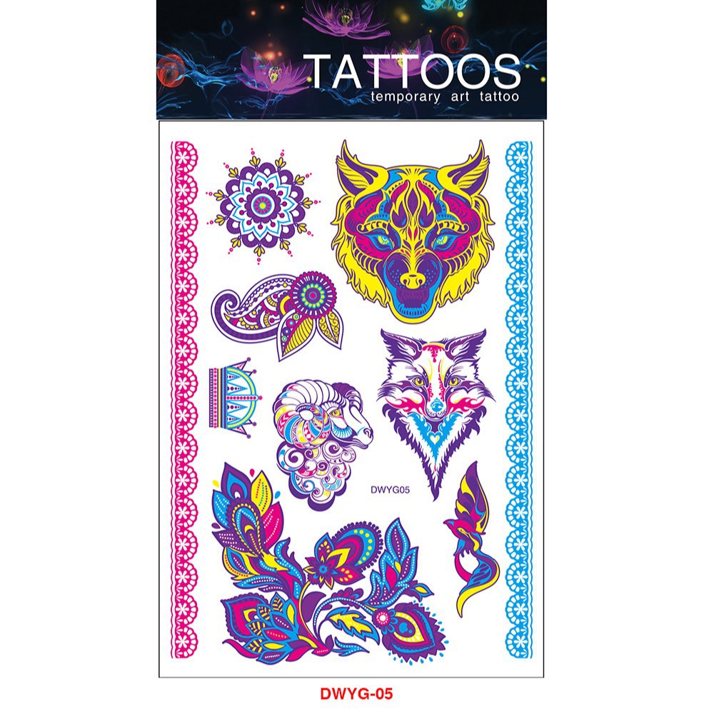 Tatuajes Temporales Fluorescentes para Brazo de Papel de Transferencia de Agua, Impermeable para Halloween