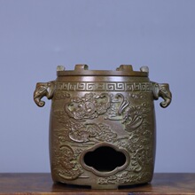 纯铜五福炭炉象耳煮茶木炭壶炉木炭炉仿古家用摆件香炉茶桌茶道