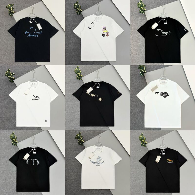 Cross-Border Foreign Trade Summer New D-Brand Printed Embroidery Classic Logo Casual Round-Neck Short-Sleeve T-Shirt for Men and Women