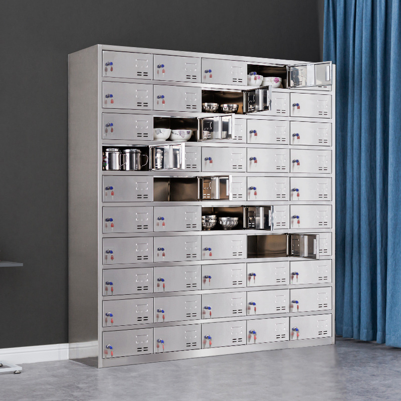 304 stainless steel cupboard canteen staff restaurant plate cabinet factory tableware storage cabinet multi-door multi-grid lunch box cabinet