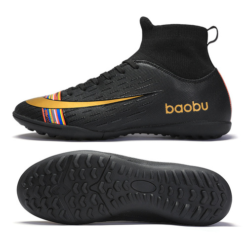 Men's high-top football shoes adult sports rainbow TF broken nails ag long nails student campus football shoes artificial grass