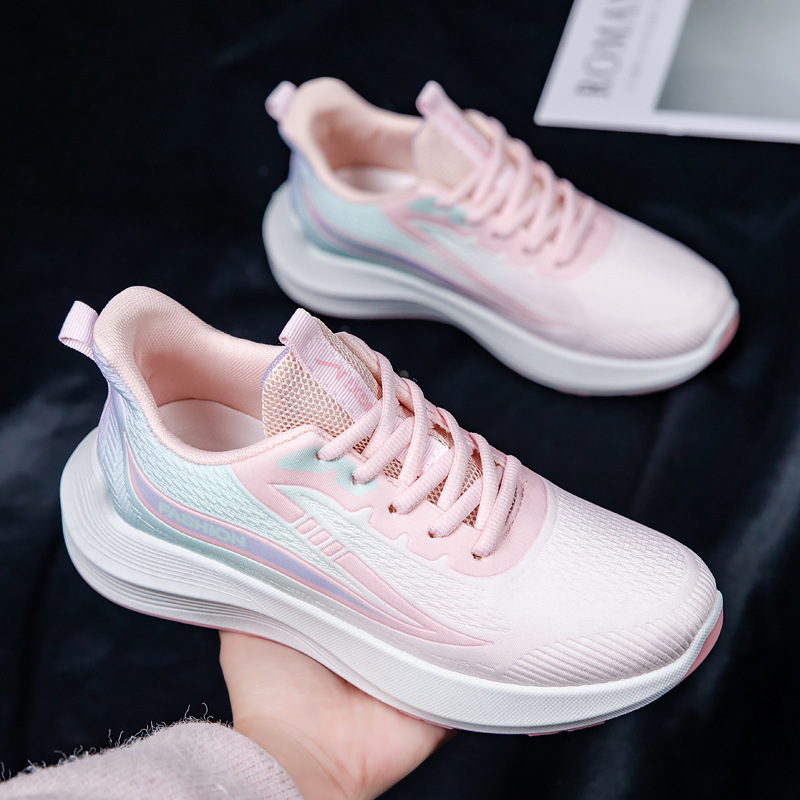 Cross-Border Wholesale Sports Shoes for Women New Spring and Summer Non-Slip Soft Sole Wear-Resistant Mesh Breathable Casual Shoes Versatile and Ultra-Light