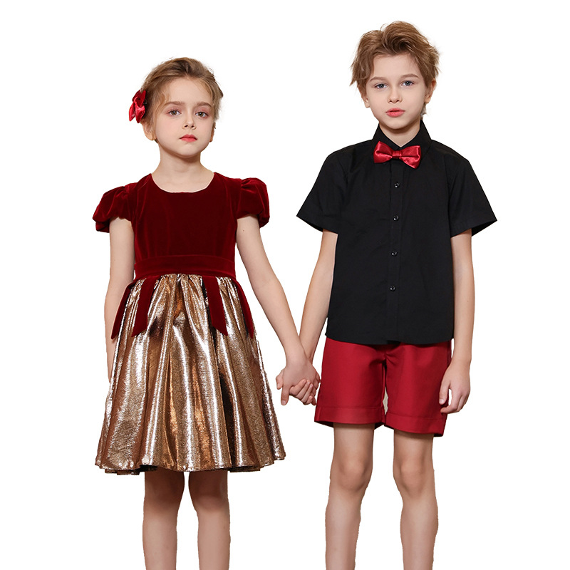 Traje de coro para niños Traje de actuación para el día del niño de jardín de infantes Vestido de anfitrión de escuela primaria y secundaria Concurso de recitación de poesía Traje de actuación