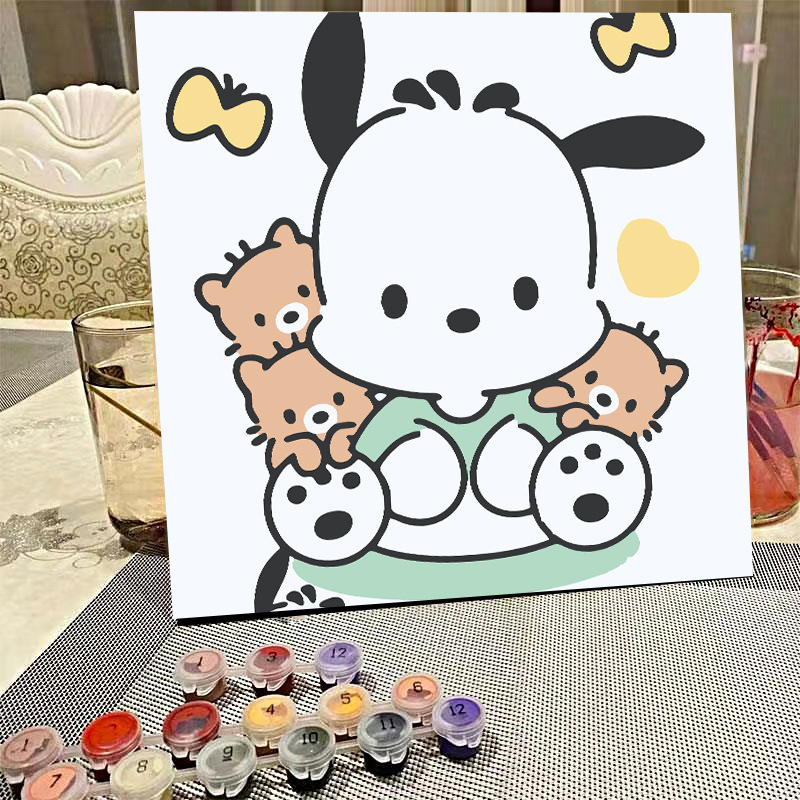 デジタル油絵diyの塗り絵の子供は漫画のアニメを埋めて色を塗ります。|undefined
