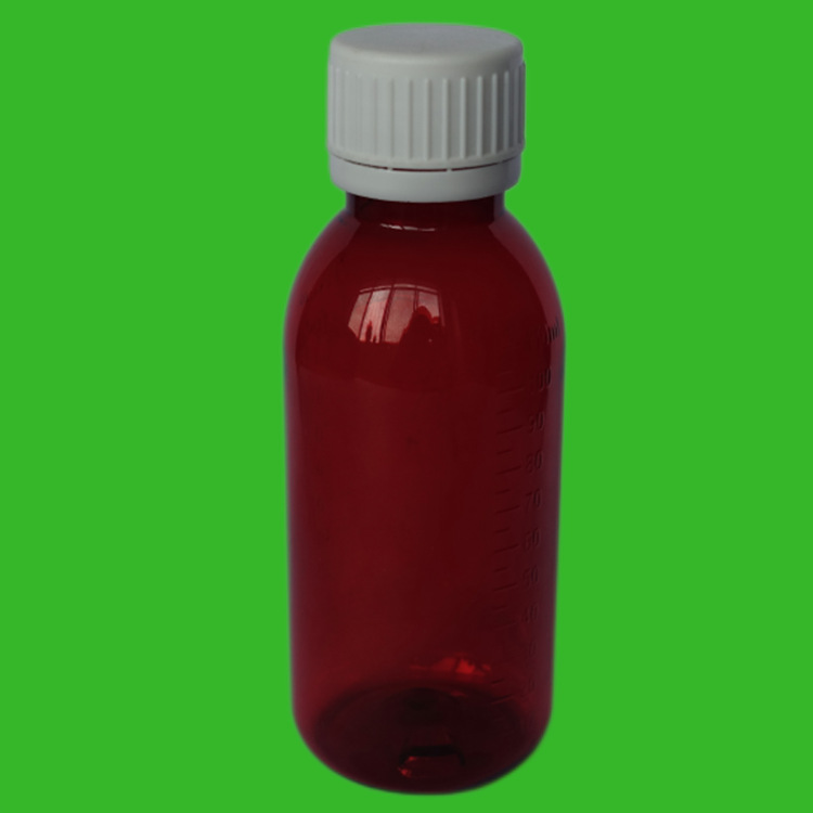 110ml pet口服液体瓶 糖浆瓶 刻度瓶身 茶色 避光 塑料瓶