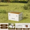 White 50-sided wide three-door outdoor folding box (with wooden boards and no wheels)