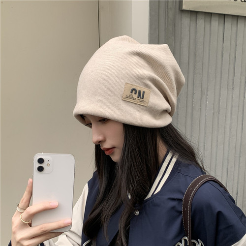 Hats for women in autumn and winter knitted Internet celebrity pile hat Korean style woolen hat with big head circumference and small face Japanese style pullover cold hat