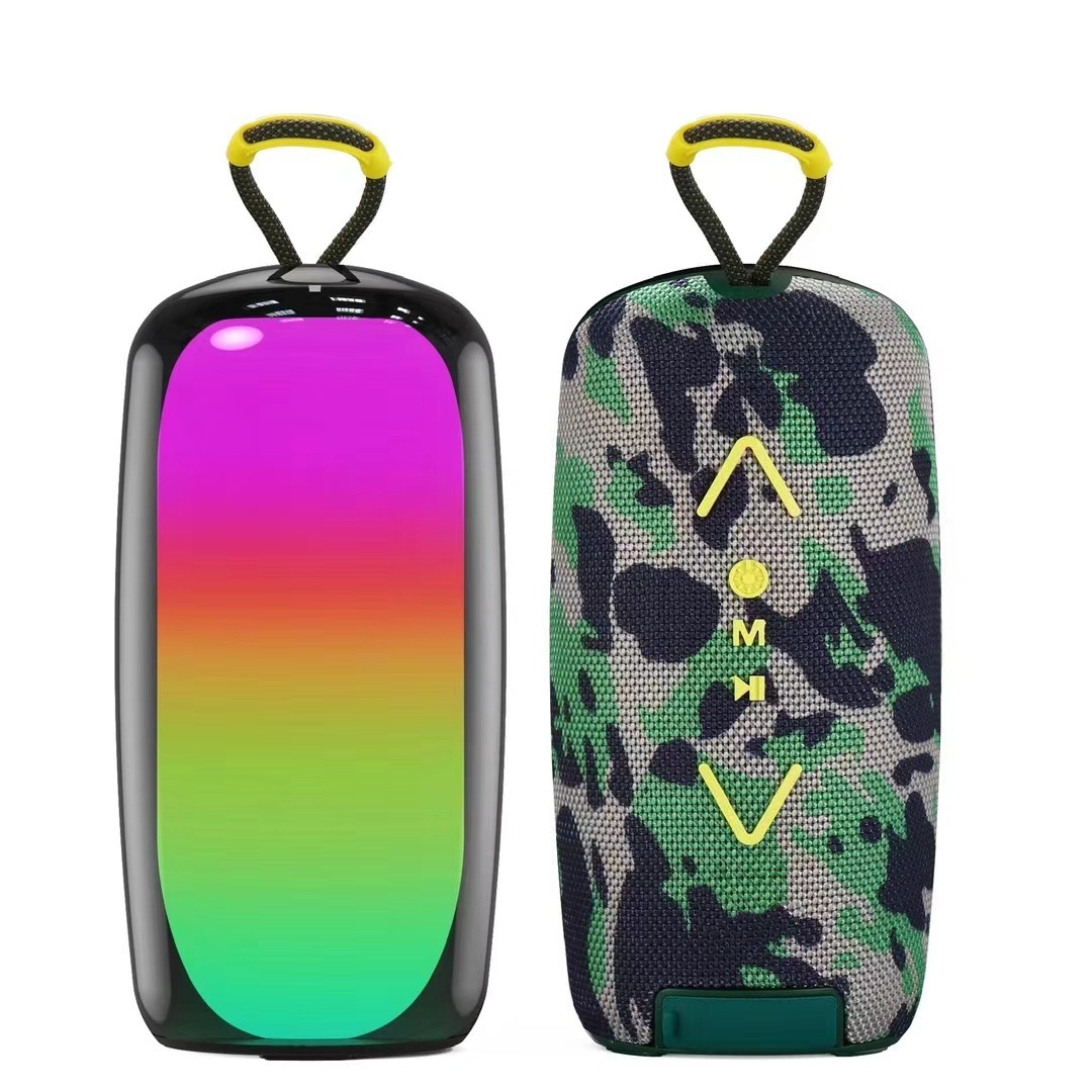 Luz de color pulsante bluetooth sonido portátil de alta potencia multifuncional al aire libre subwoofer inalámbrico tarjeta de enchufe impermeable micrófono