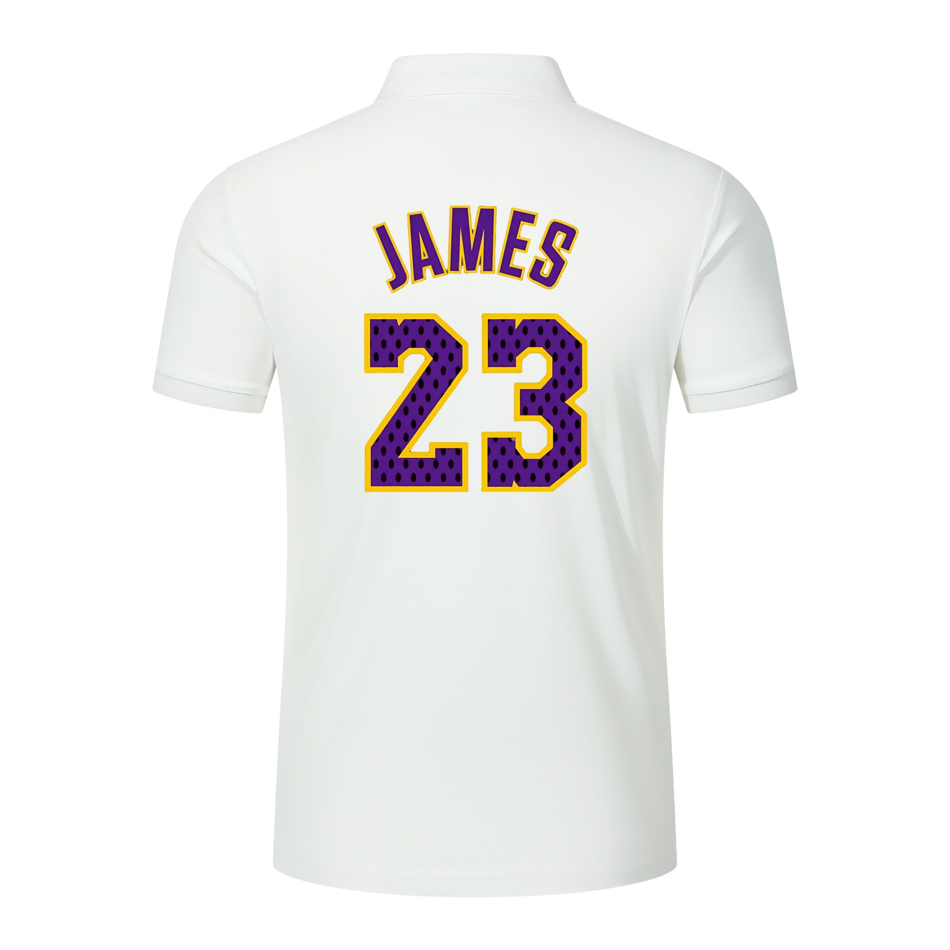 No. 23 Zip-up Polo Shirt, Business Casual Short-sleeved Lakers Color Scheme Basketball T-shirt_viptrois.com
