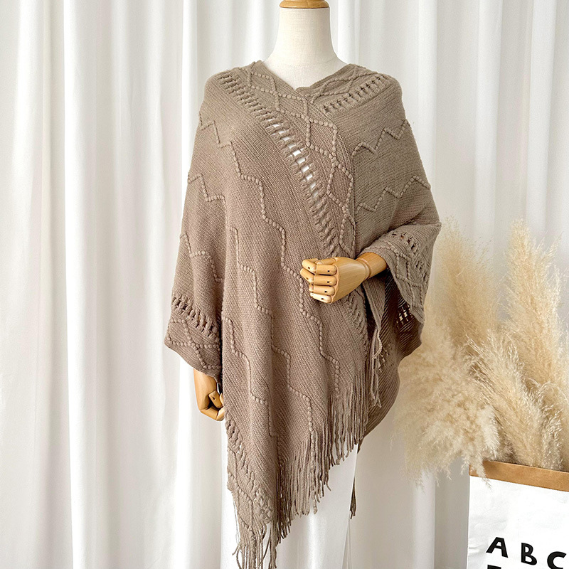 Nuevo color sólido de punto la borla mantón del Cabo las mujeres otoño y el invierno estilo Coreano versátil grueso suéter caliente capa Cabo