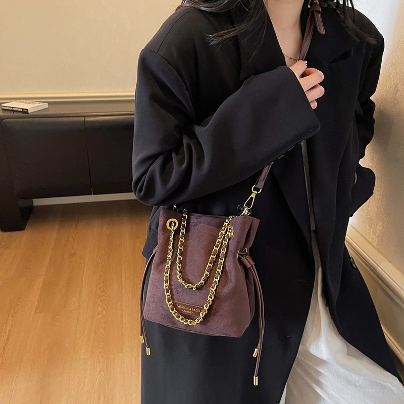 包女款小包链条手提包2025新款麂皮绒水桶包简约百搭单肩斜挎包|undefined