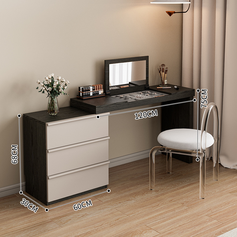 【30CM】블랙 120 테이블 + 60 서랍장 + 크리스탈 의자