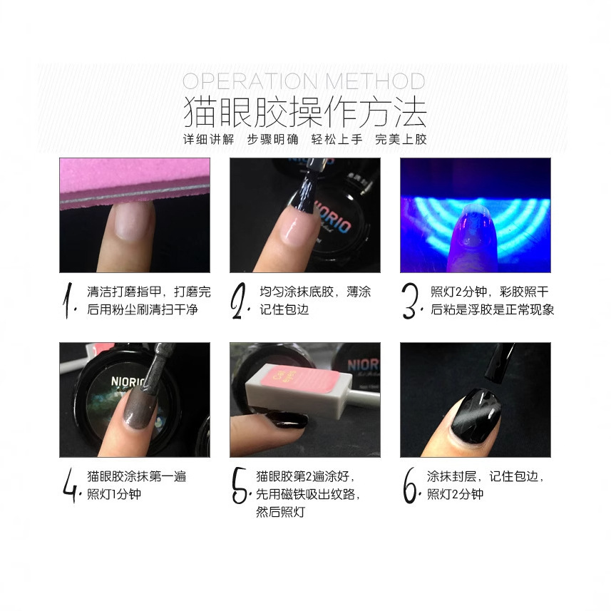 Herramientas de uñas transfronterizas Imán de ojo de gato magnético fuerte Pegamento de esmalte de uñas Manicura multifuncional elegante Ojo de gato Pluma de hierro magnético al por mayor image 4