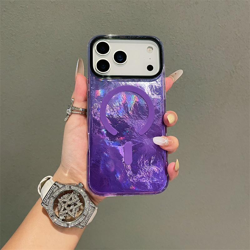 渐变撞色适用苹果17手机壳17promax冰川纹磁吸壳炫彩防摔17pro|undefined