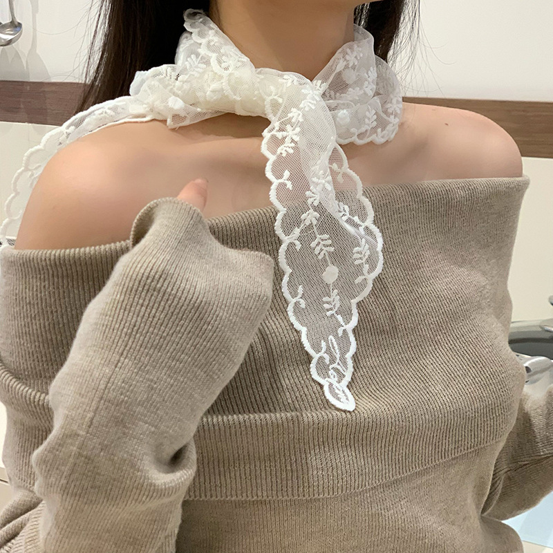 Bufandas de seda de alta calidad, bufandas de cuello, bufandas de seda de lujo ligeras, bufandas de cabello de encaje de alta calidad, bufandas triangulares