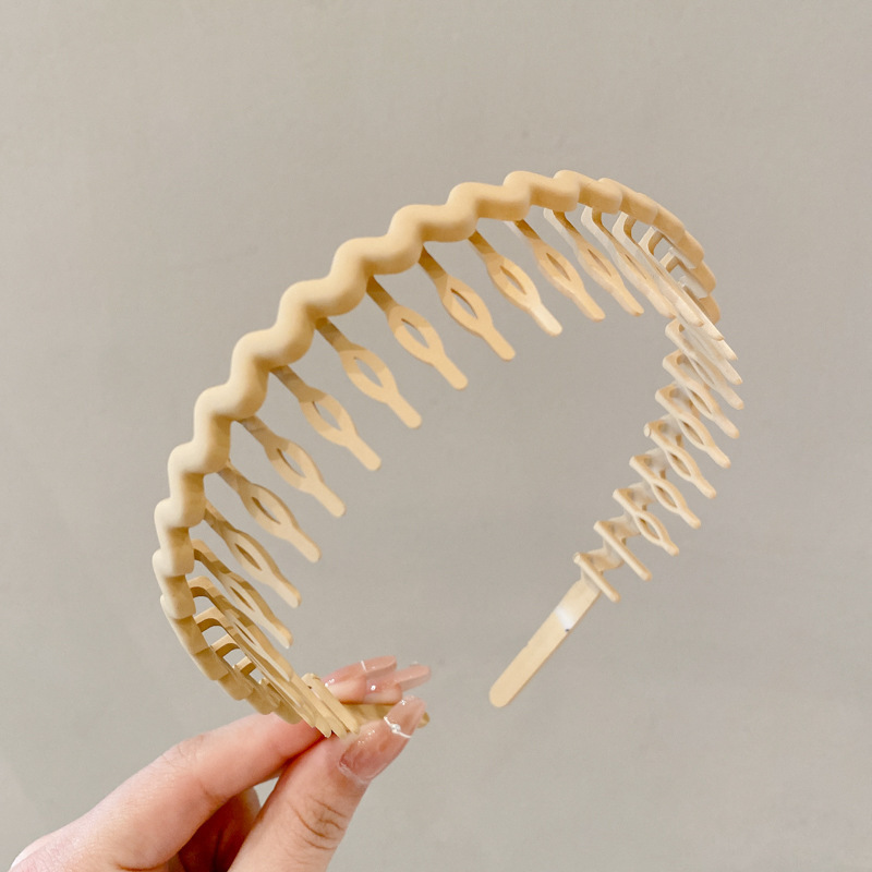 Coreano alto cráneo debe aumentar la altura esponjoso peludo ondulado banda de cabello de doble uso con dientes para mujeres