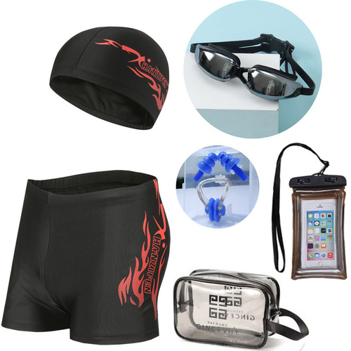 Swimming trunks men's suit shorts wholesale professional quick-drying men's boxer shorts swimming caps swimwear swimsuits for boys