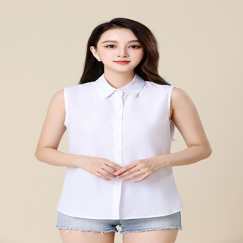 Sleeveless Shirt Women's Spring Autumn and Winter New White Fake Collar All-match Professional Casual Shirt Collar Decorative Fake Collar