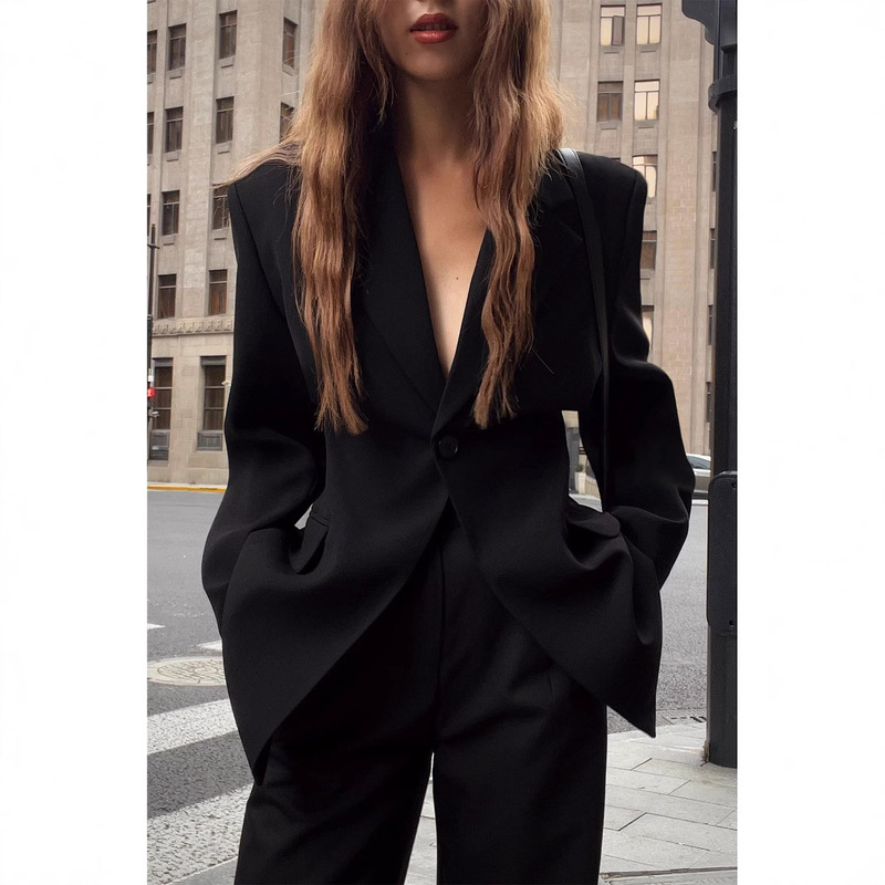 Slim Black Suit Jacket Women's Design Niche 2025 Spring and Autum New Slim Casual Long-Sleeved Suit