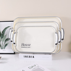 擺盤長方形圓形塑料商用展示盤子熟食盤白色托盤茶杯客廳跨境外貿