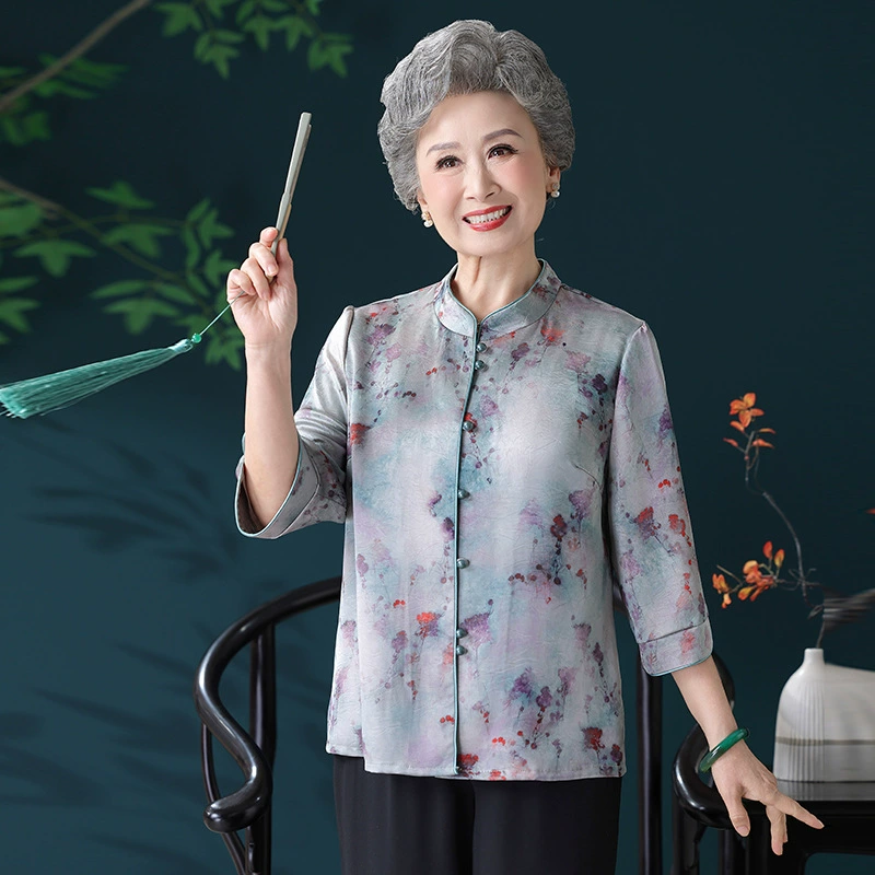 Летние блузки для женщин среднего и пожилого возраста, одежда для бабушек, модные новые модели, рубашки для пожилых мам, топы для старух и пожилых людей.